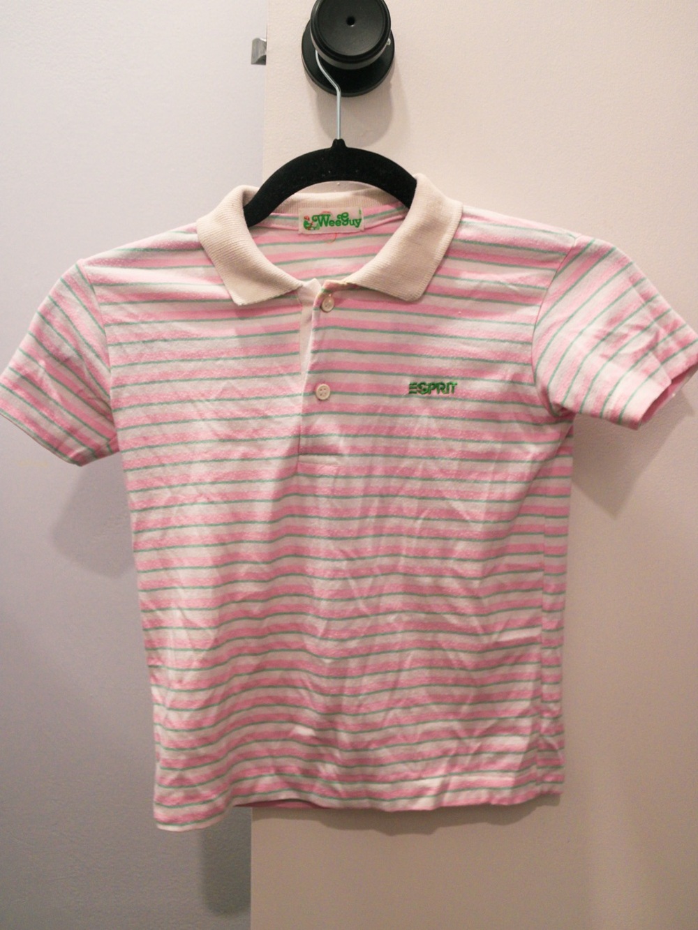 Vintage Esprit Wee Guy Candy Stripe Knit Polo Shirt Size 8 Kids Retro